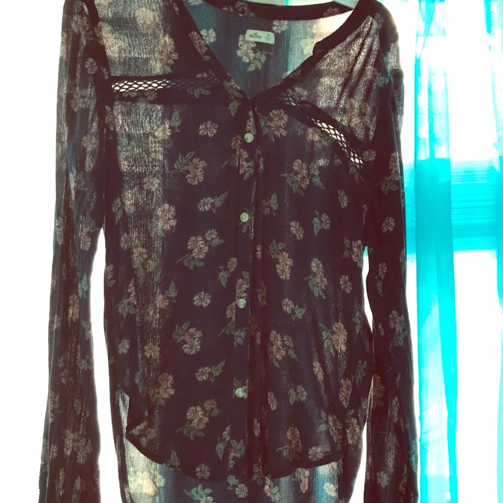 Navy blue floral top